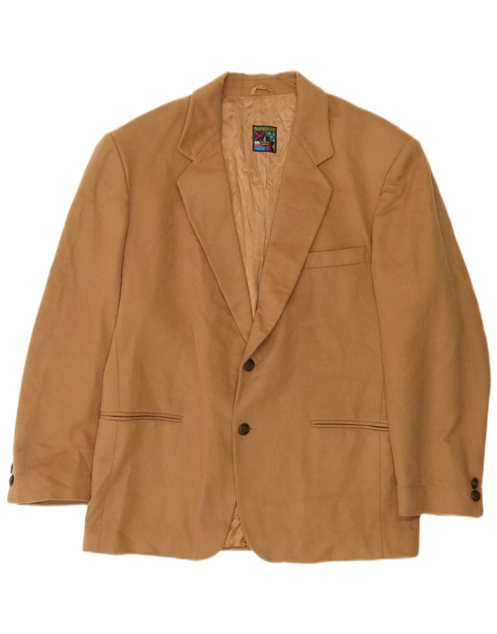 Navigare Mens 2 Button Blazer Jacket UK 40 Large Beige Wool