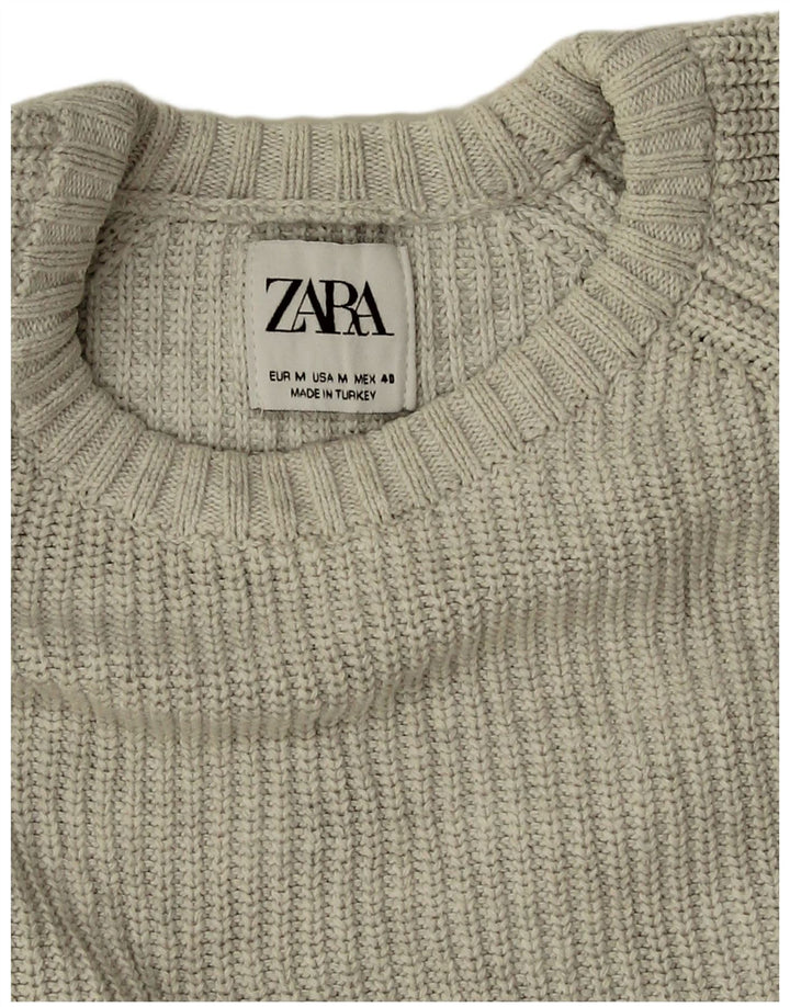 Zara Mens Boat Neck Jumper Sweater Medium Grey