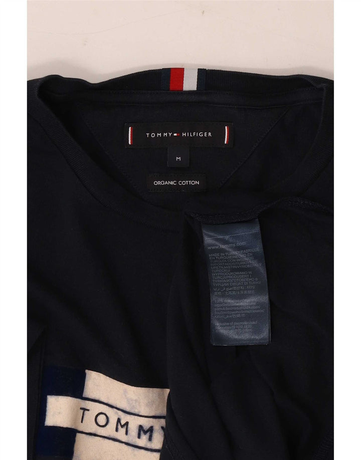Tommy Hilfiger Mens Graphic T-Shirt Top Medium Navy Blue Cotton