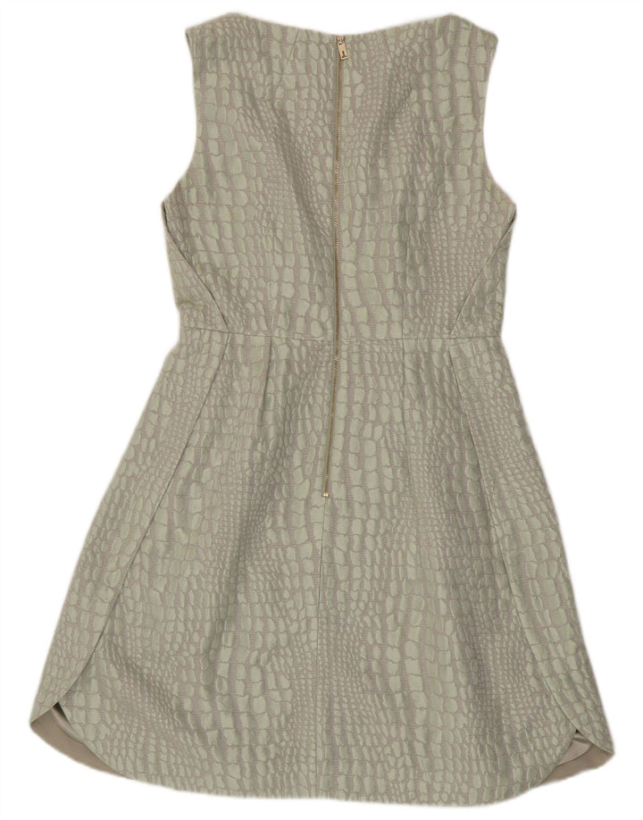 Ted Baker Womens Sleeveless A-Line Dress Size 3 Medium Green Animal Print