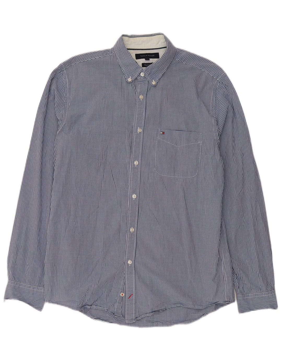 TOMMY HILFIGER Mens Regular Fit Shirt Large Blue Gingham Cotton
