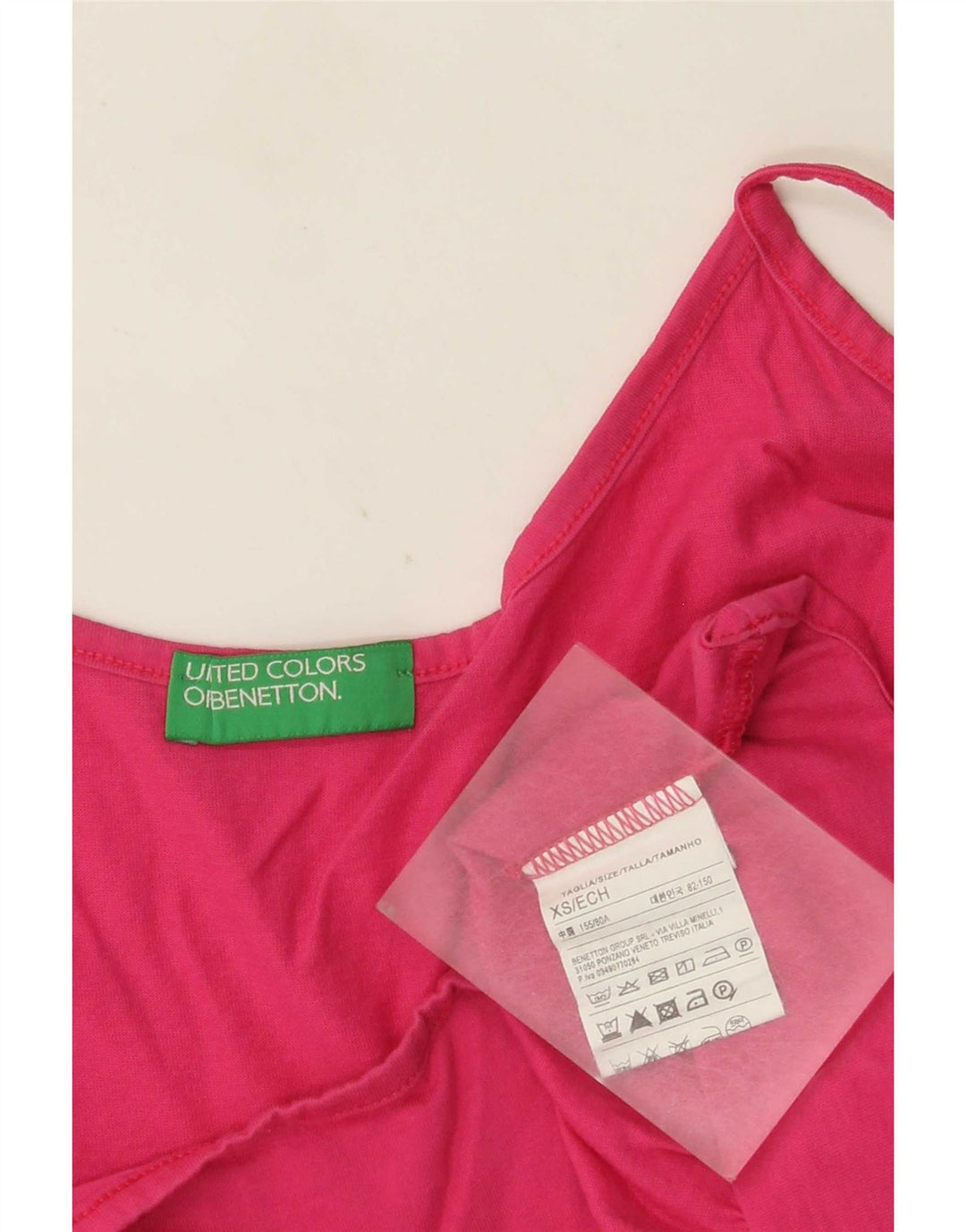 Benetton Womens Cami Top UK 6 XS Pink Cotton
