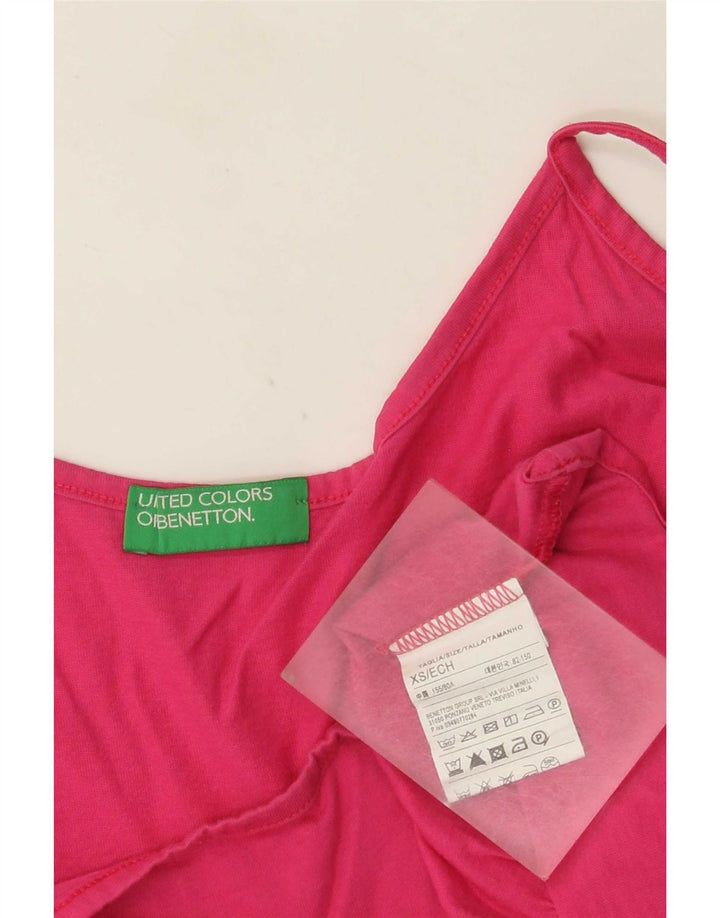 Benetton Womens Cami Top UK 6 XS Pink Cotton