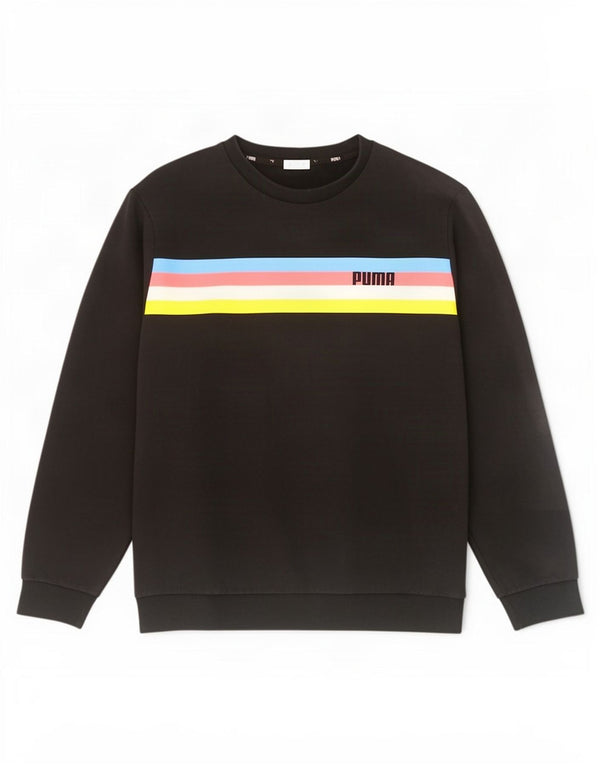 Puma Mens Sweatshirt Jumper Large Black Colourblock Cotton