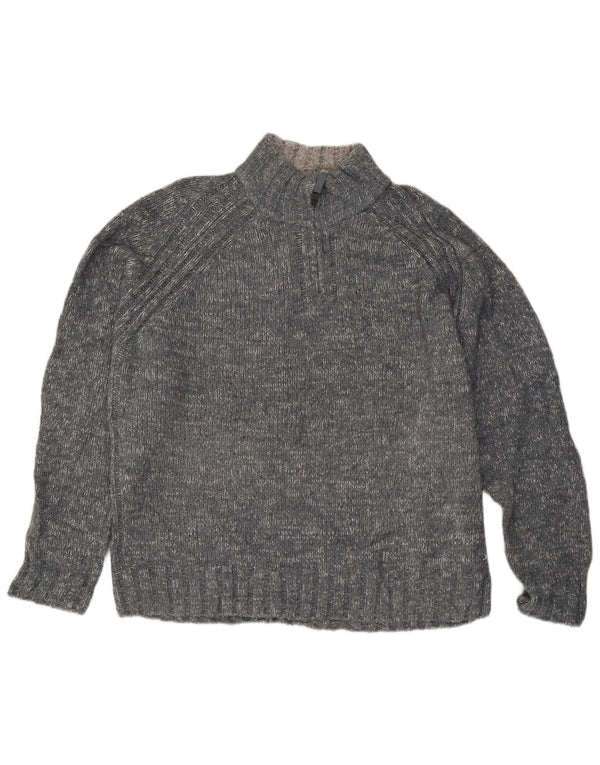 Marks & Spencer Mens Blue Harbour Zip Neck Jumper Sweater XL Grey Flecked