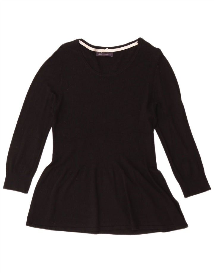 Marks & Spencer Womens 3/4 Sleeve Tunic Top UK 14 Medium  Black Viscose