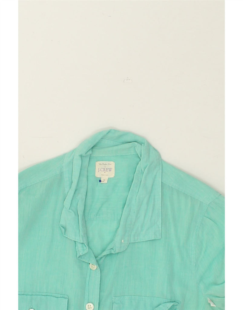 J. CREW Womens Shirt UK 10 Small Turquoise Cotton | Vintage J. Crew | Thrift | Second-Hand J. Crew | Used Clothing | Messina Hembry 