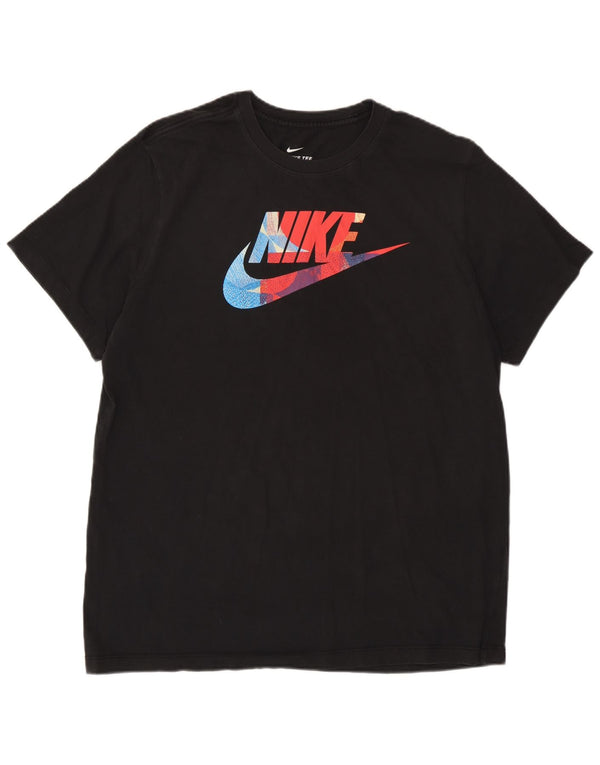 Nike Mens Graphic T-Shirt Top Large Black Cotton