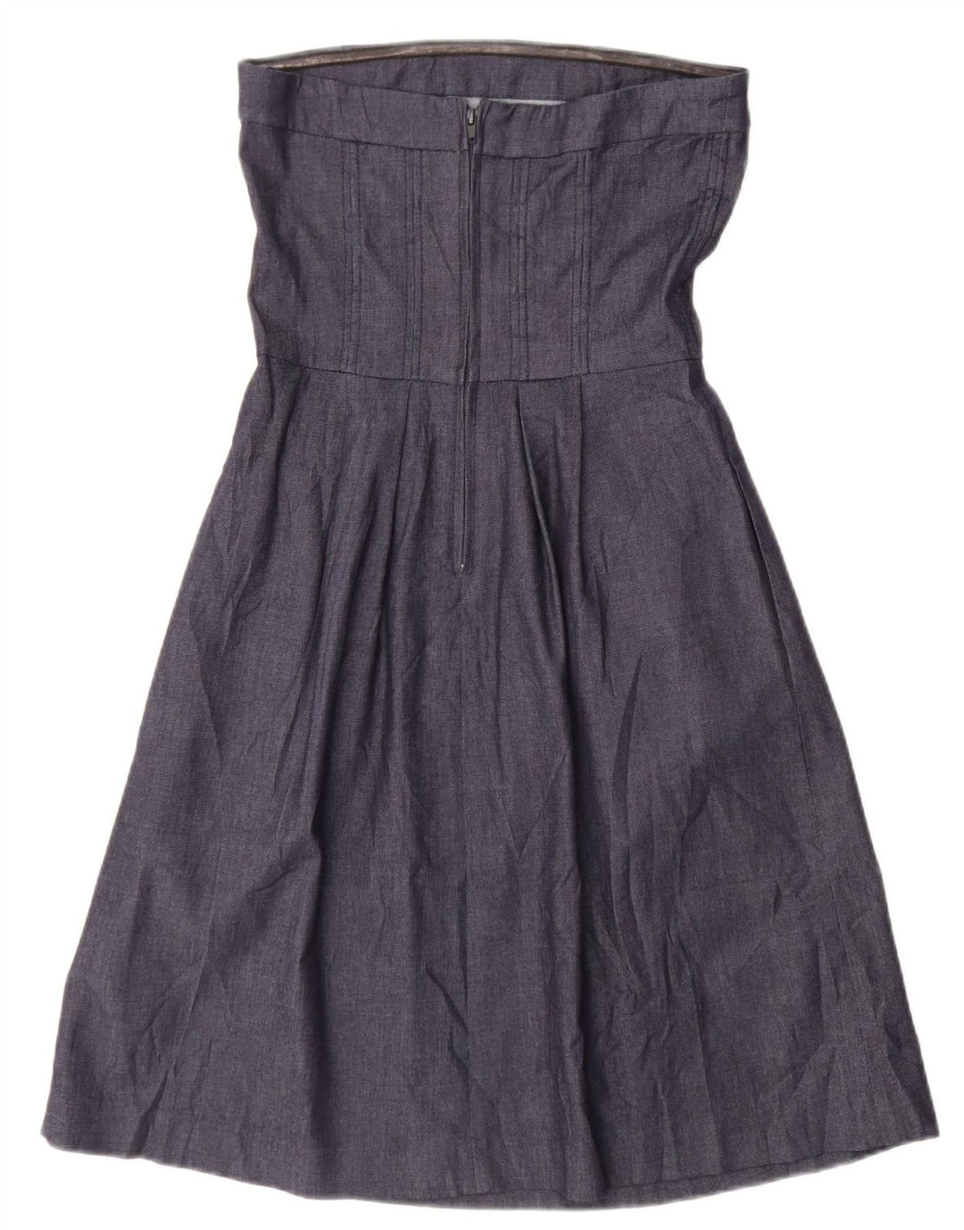 Zara Womens Strapless Dress UK 12 Medium Navy Blue Cotton