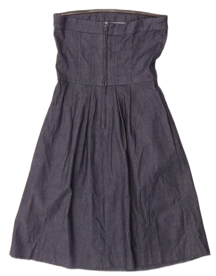 Zara Womens Strapless Dress UK 12 Medium Navy Blue Cotton