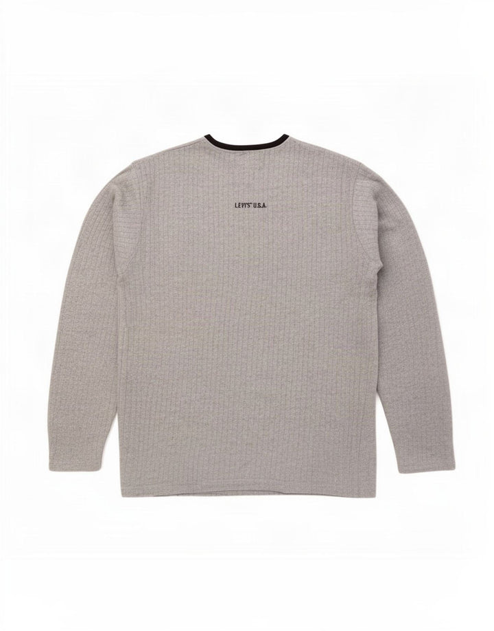 Levi's Mens V-Neck Jumper Sweater Large Grey Cotton