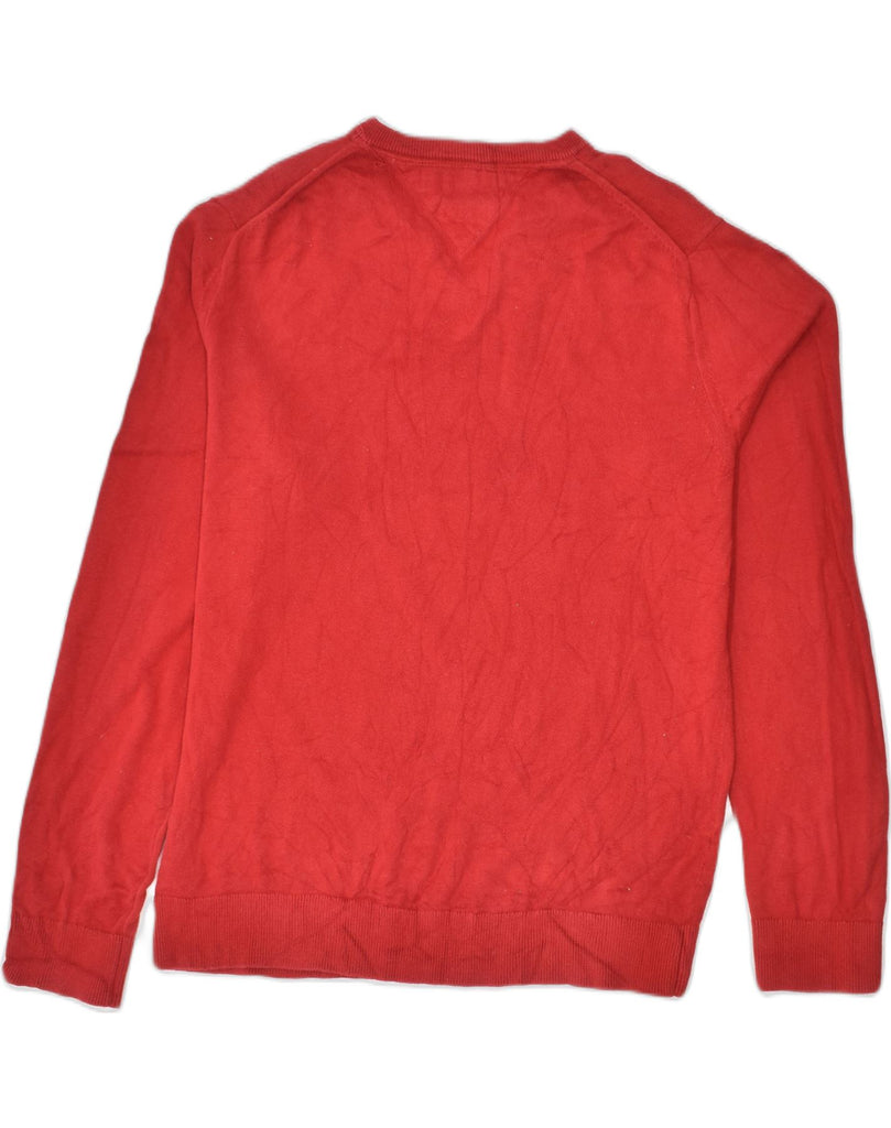 TOMMY HILFIGER Mens V-Neck Jumper Sweater Large Red Cotton | Vintage Tommy Hilfiger | Thrift | Second-Hand Tommy Hilfiger | Used Clothing | Messina Hembry 