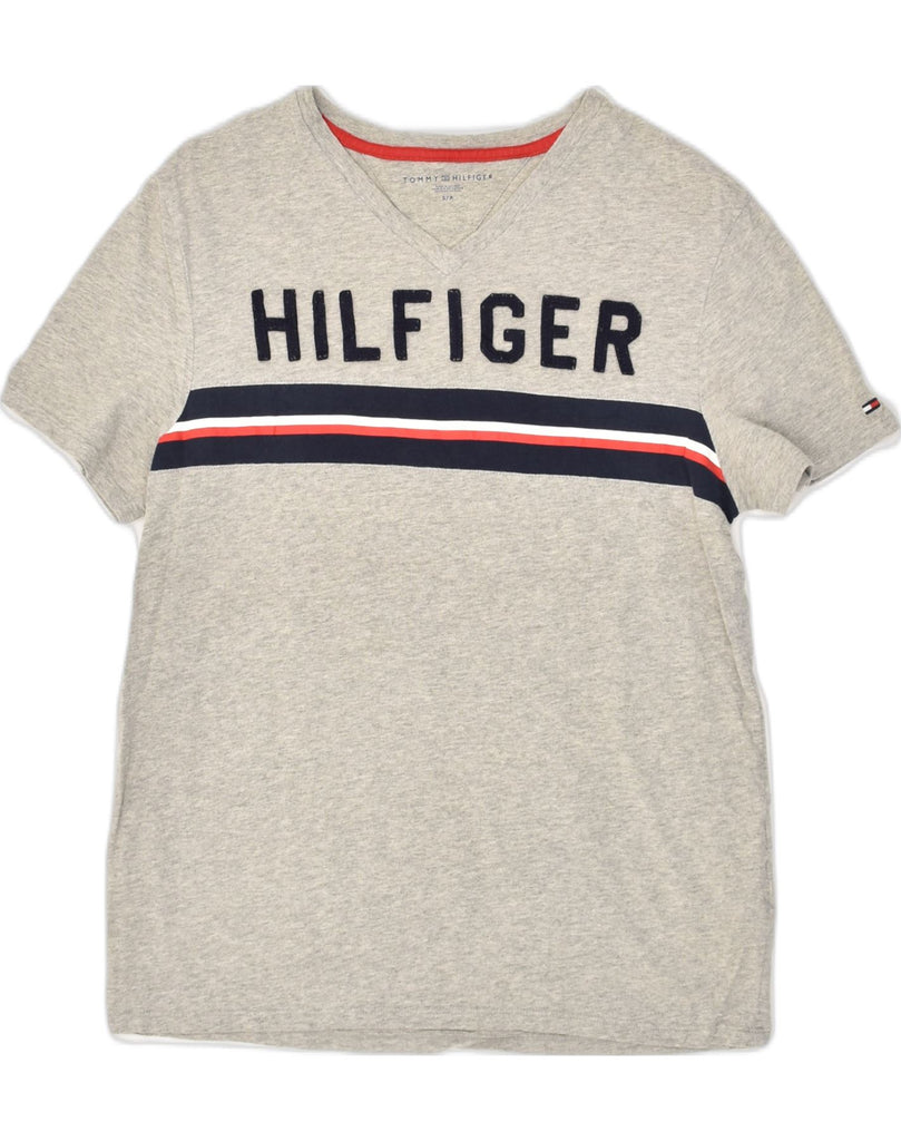 TOMMY HILFIGER Mens Graphic T-Shirt Top Small Grey Cotton | Vintage Tommy Hilfiger | Thrift | Second-Hand Tommy Hilfiger | Used Clothing | Messina Hembry 