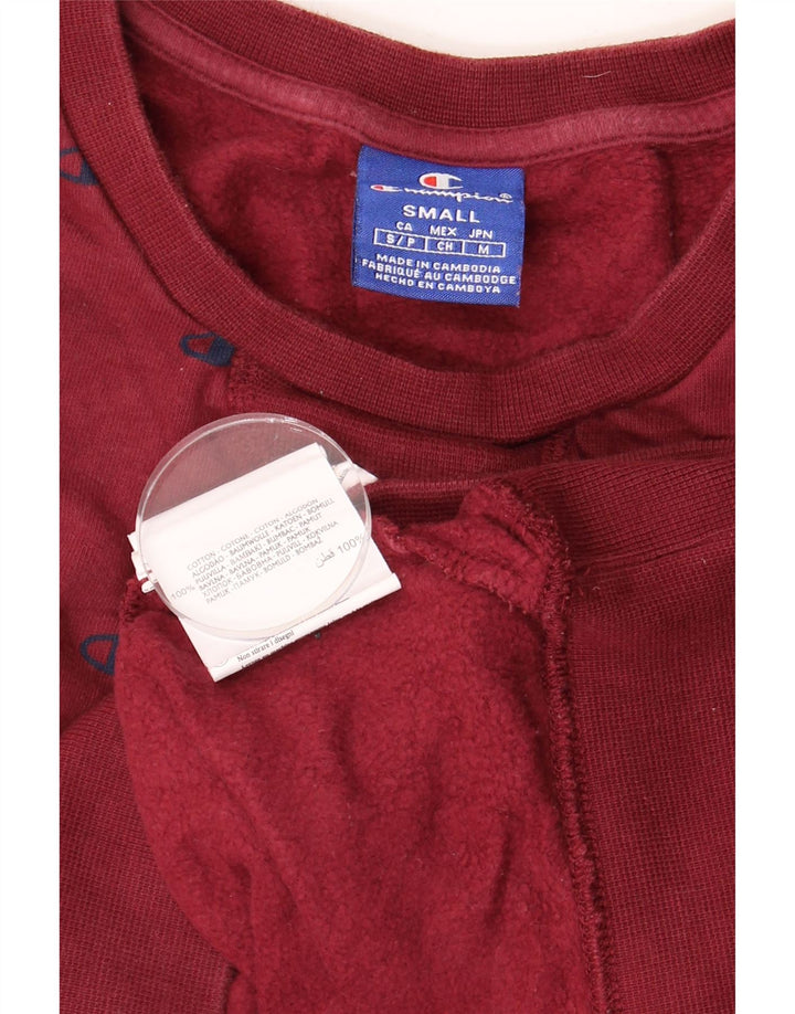 Champion Mens Graphic Sweatshirt Jumper Small Burgundy Cotton