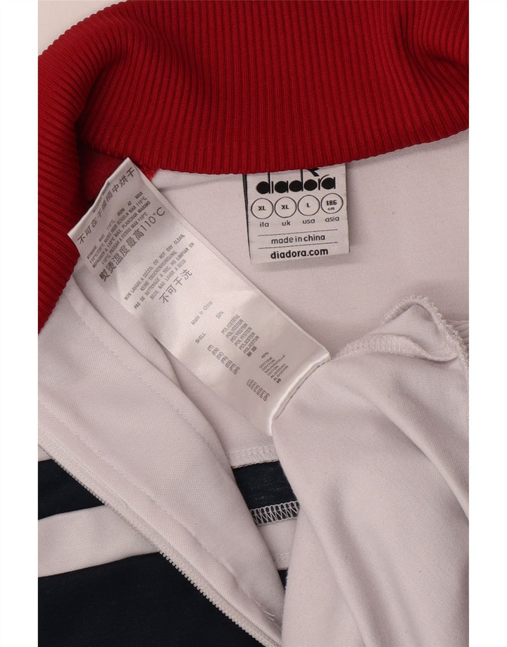 Diadora Mens Graphic Tracksuit Top Jacket XL White Colourblock Polyester