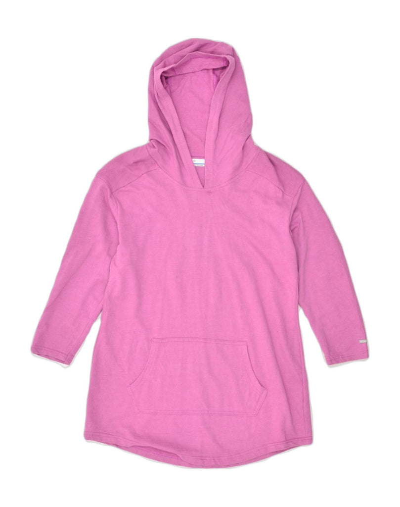 COLUMBIA Womens Hoodie Jumper UK 14 Medium Pink Cotton | Vintage Columbia | Thrift | Second-Hand Columbia | Used Clothing | Messina Hembry 