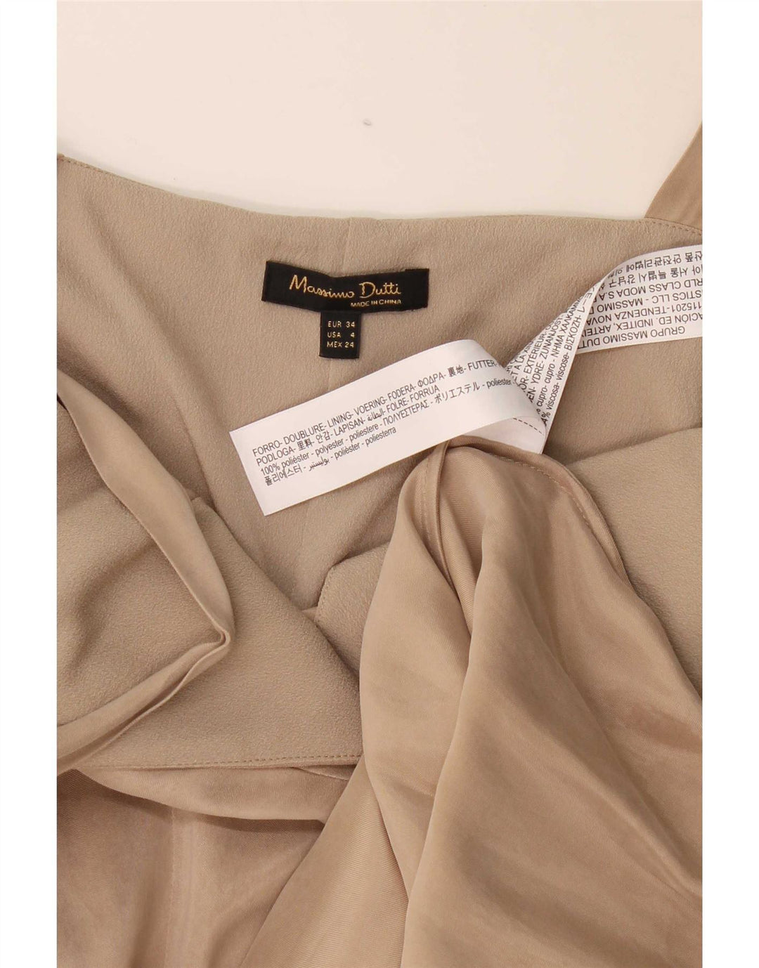 Massimo Dutti Womens Sleeveless Maxi Dress EU 34 2XS Beige Polyester