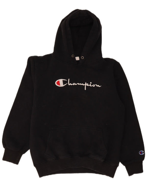 Champion Boys Graphic Hoodie Jumper 13-14 Years XL Black Cotton