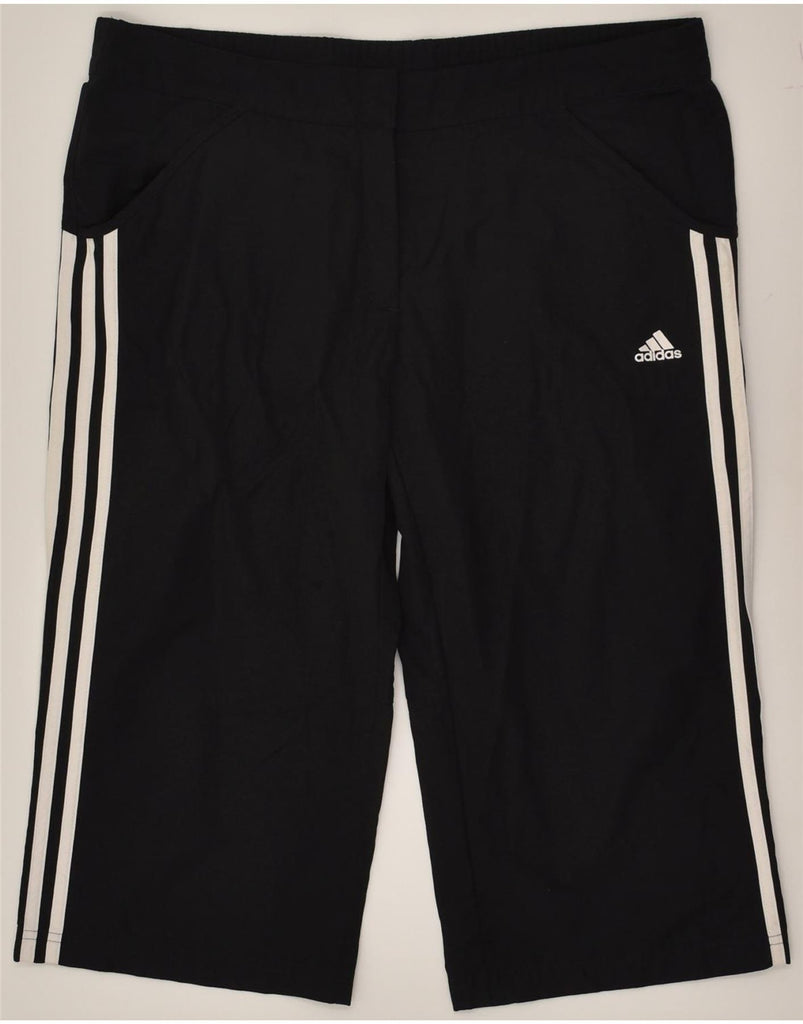 ADIDAS Womens Bermuda Sport Shorts UK 14 Large Black Cotton | Vintage Adidas | Thrift | Second-Hand Adidas | Used Clothing | Messina Hembry 