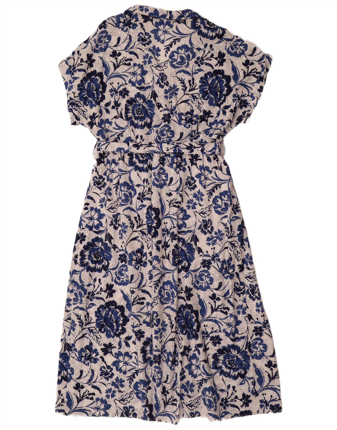 ZARA Womens Short Sleeves Maxi Dress UK 20 2XL Blue Floral Cotton