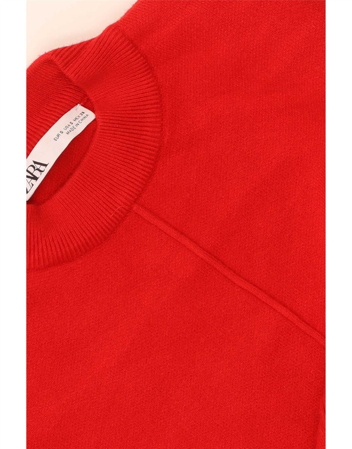 Zara Womens Oversized Crew Neck Jumper Sweater UK 10 Small Red