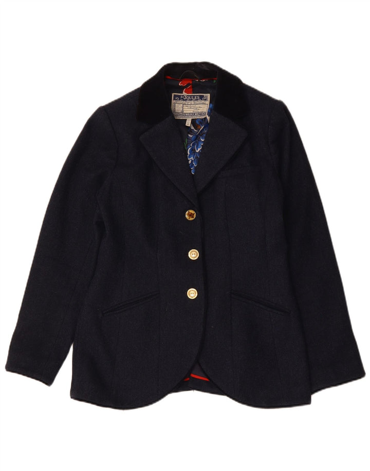 Joules Womens 3 Button Blazer Jacket UK 14 Large Navy Blue Wool
