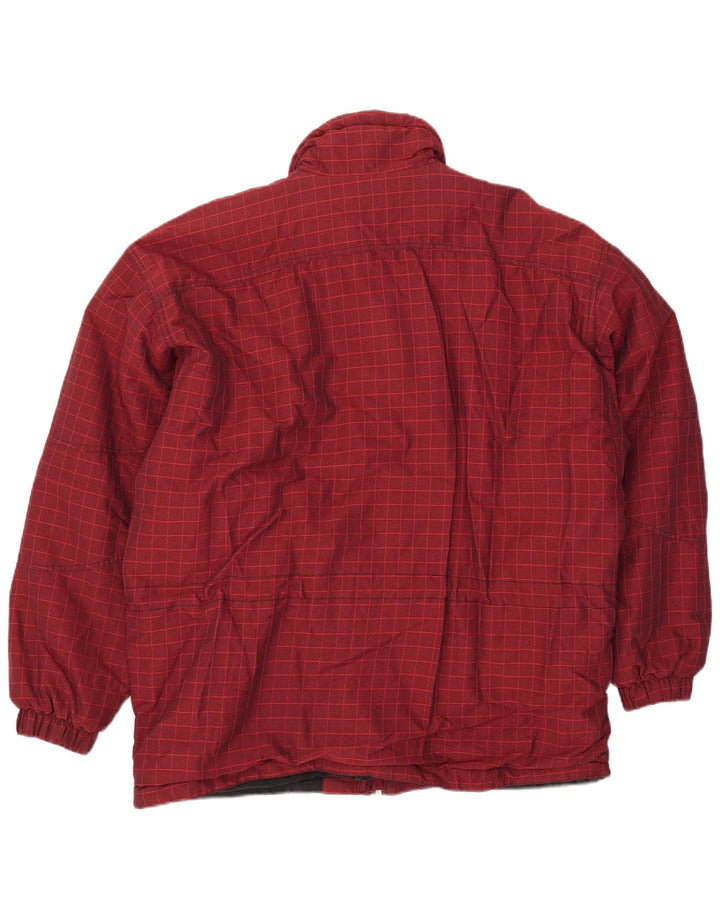 Vintage Mens Ski Jacket IT 52 XL Burgundy Check Polyamide
