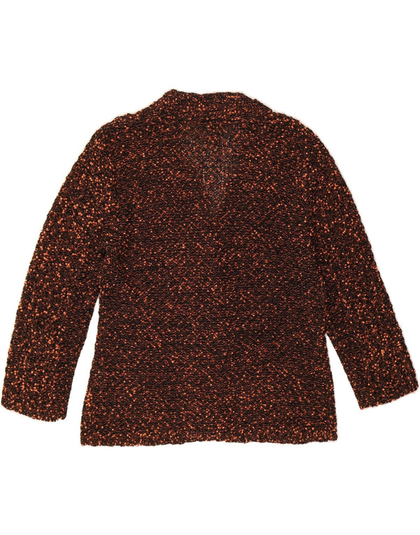 GREEN Womens Oversized 3/4 Sleeve Cardigan Sweater UK 14 Medium Brown
