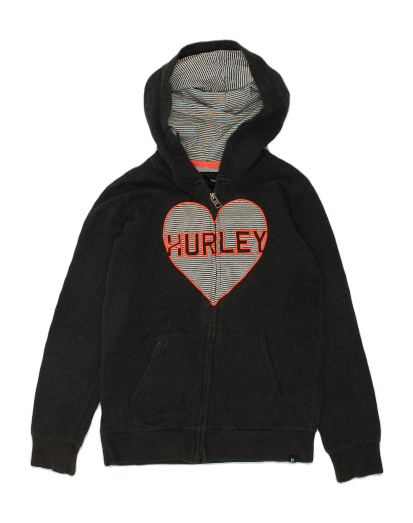 HURLEY Girls Graphic Zip Hoodie Sweater 15-16 Years Large Grey Cotton | Vintage Hurley | Thrift | Second-Hand Hurley | Used Clothing | Messina Hembry 