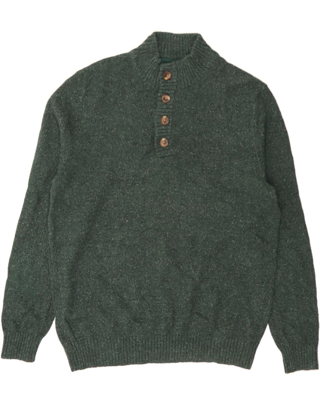 IZOD Mens Button Neck Jumper Sweater Medium Green Flecked Acrylic Vintage Izod and Second-Hand Izod from Messina Hembry 