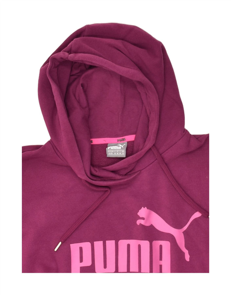 PUMA Womens Graphic Hoodie Jumper UK 16 Large Pink Cotton | Vintage Puma | Thrift | Second-Hand Puma | Used Clothing | Messina Hembry 