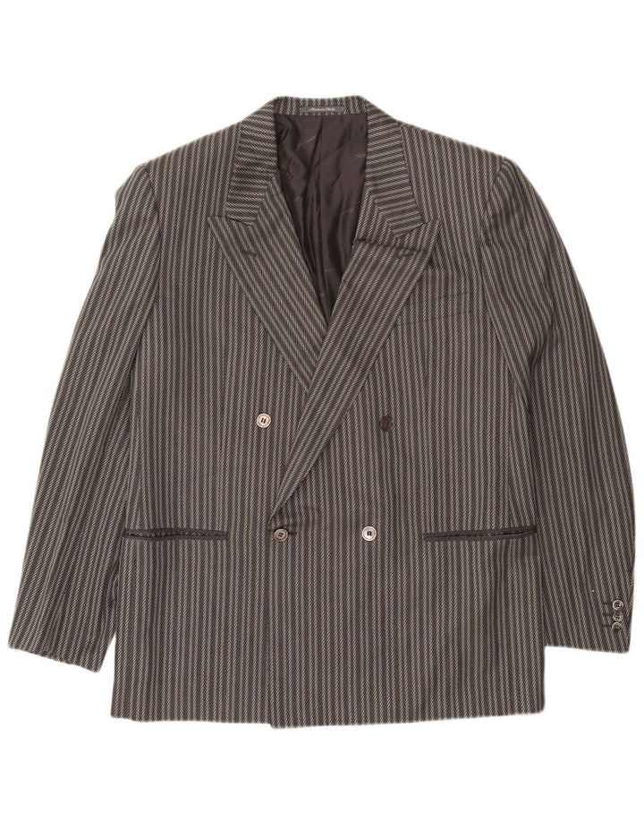 Albert Mens Double Breasted Blazer Jacket IT 52 XL Grey Striped Silk