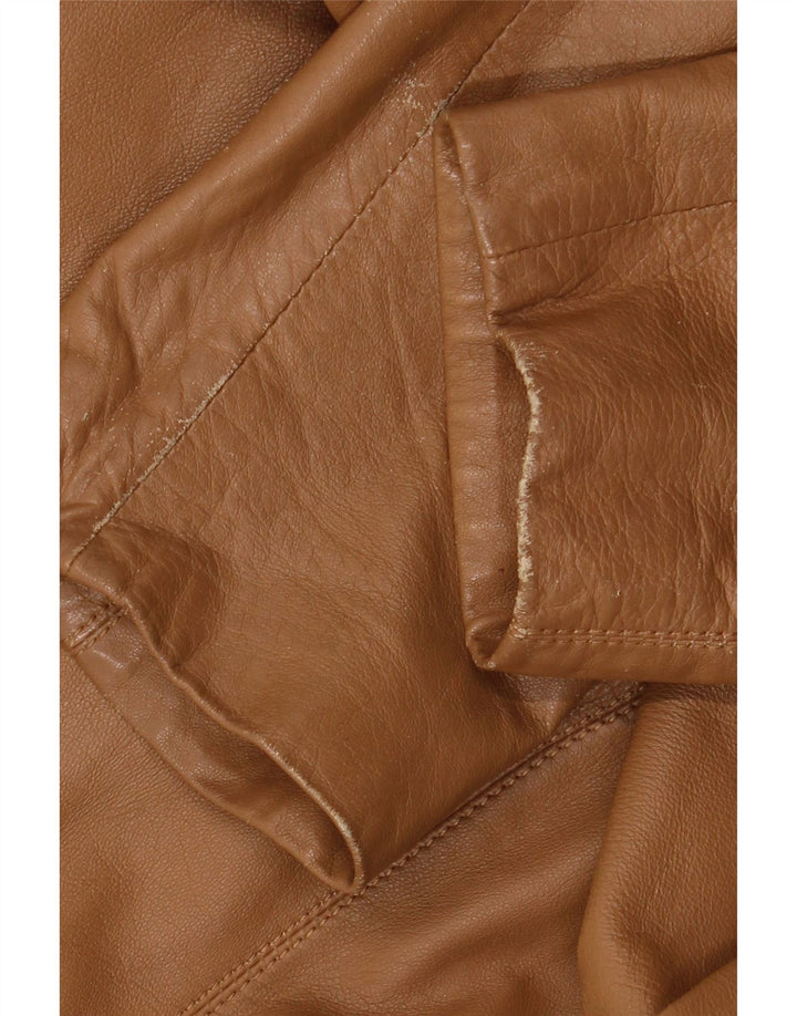 Vintage Womens Leather Jacket IT 48 XL Beige Leather