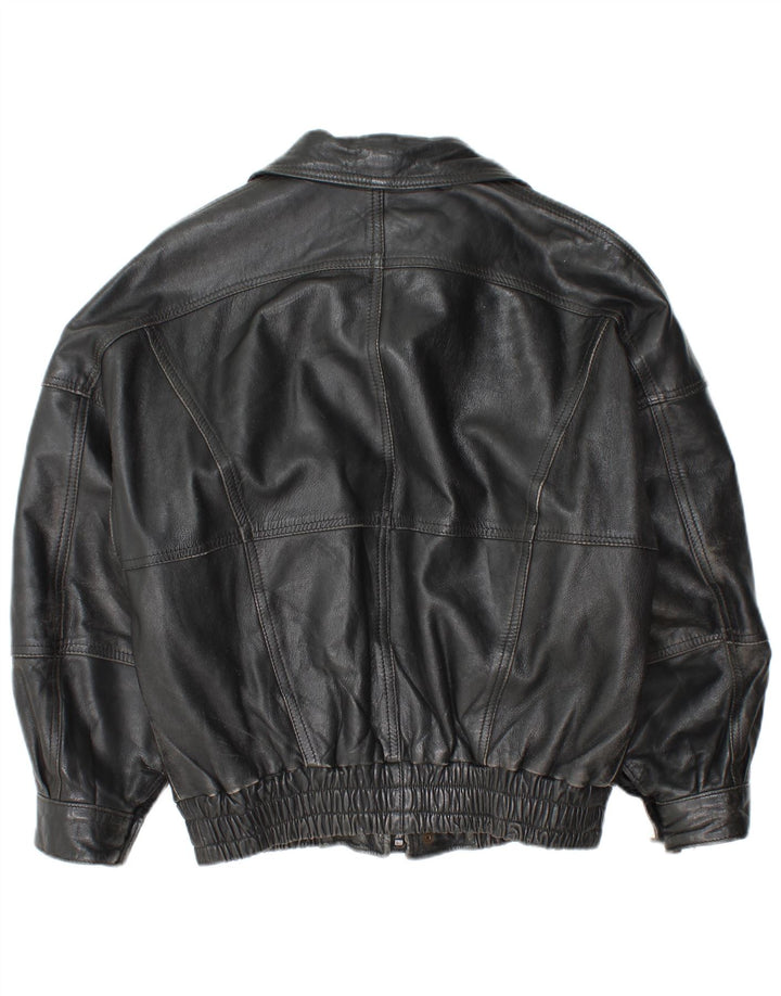 Vintage Mens Leather Jacket UK 36 Small Black Leather