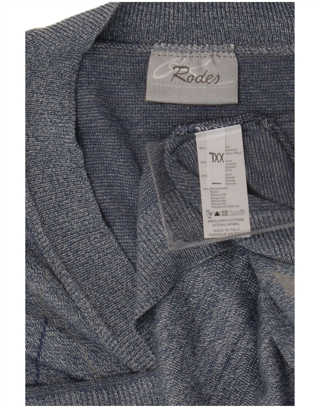 Rodes Mens Cardigan Sweater 2XL Blue Argyle/Diamond Acrylic