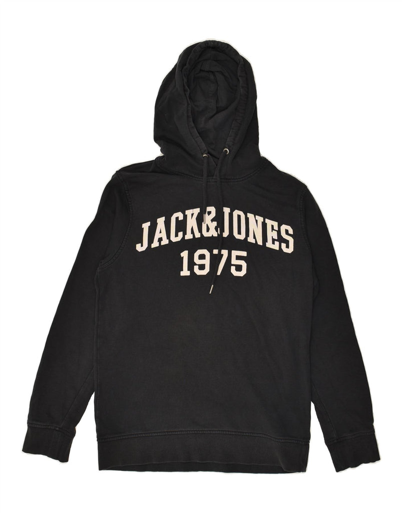 JACK & JONES Mens Graphic Hoodie Jumper Medium Black Cotton | Vintage Jack & Jones | Thrift | Second-Hand Jack & Jones | Used Clothing | Messina Hembry 