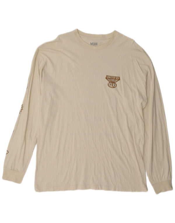 Vans Mens Classic Fit Graphic Top Long Sleeve XL Off White Cotton
