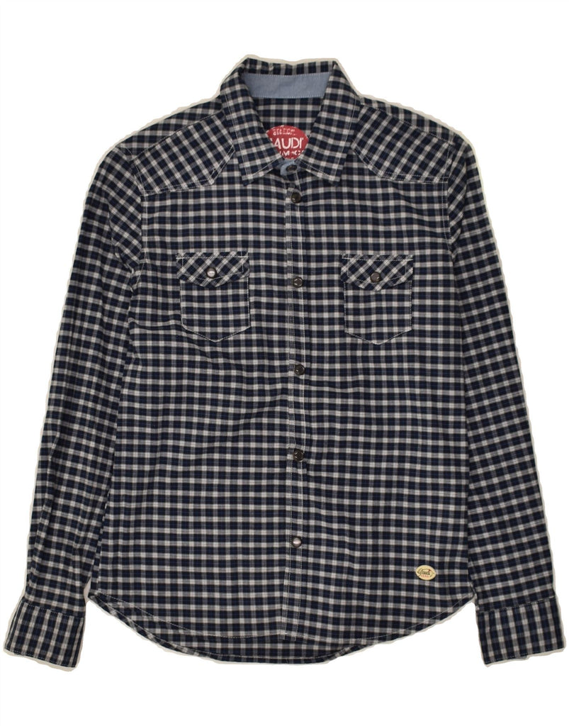 GAUDI Boys Shirt 11-12 Years Navy Blue Check Cotton | Vintage Gaudi | Thrift | Second-Hand Gaudi | Used Clothing | Messina Hembry 