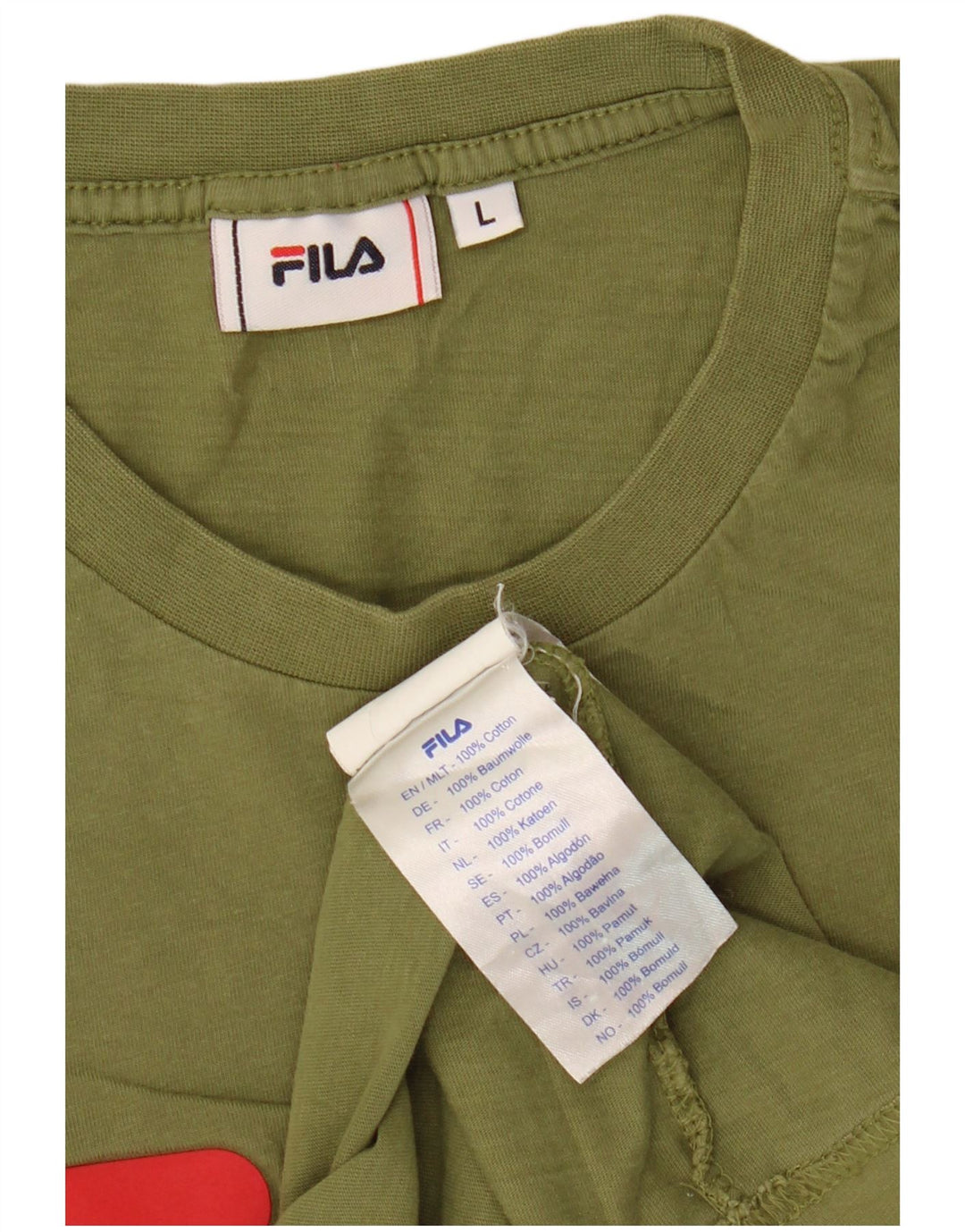 Fila Mens Graphic T-Shirt Top Large Khaki Cotton