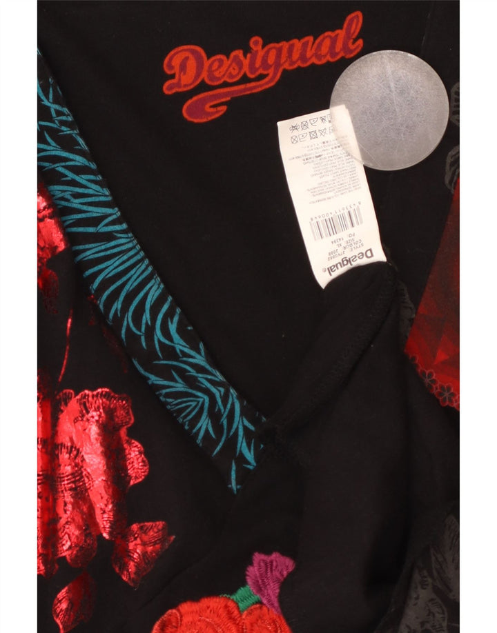 DESIGUAL Womens Graphic Long Sleeve A-Line Dress UK 18 XL Black Floral