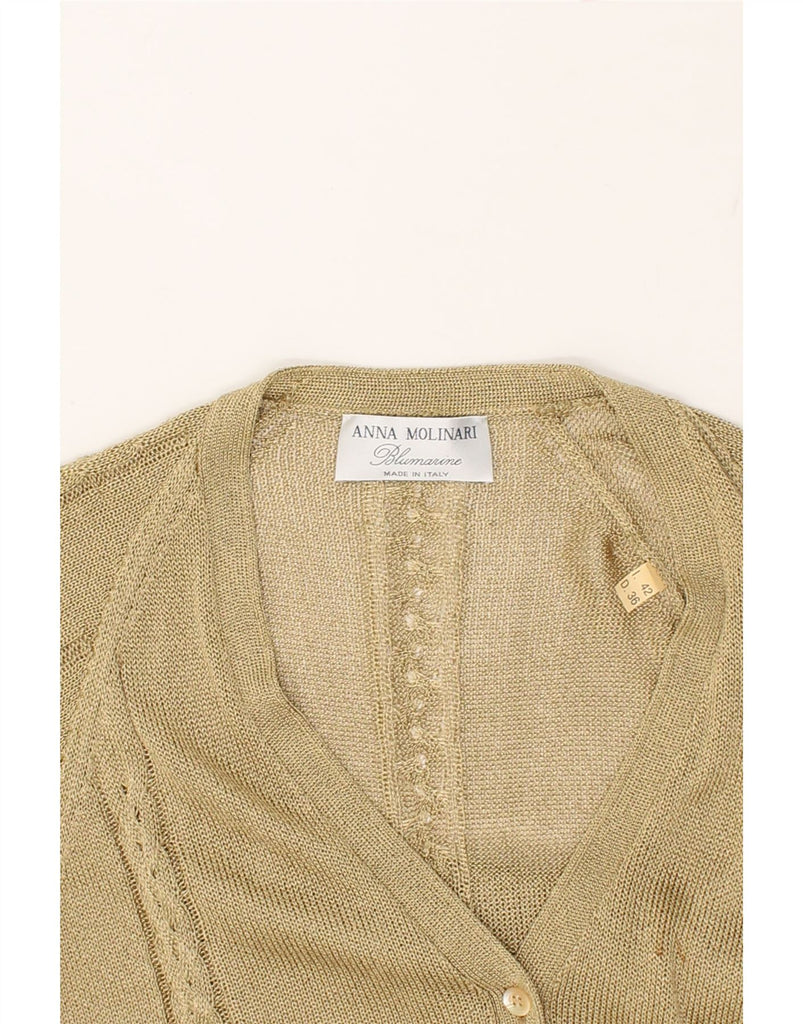 BLUMARINE Womens Cardigan Sweater IT 42 Medium Beige Cotton | Vintage Blumarine | Thrift | Second-Hand Blumarine | Used Clothing | Messina Hembry 