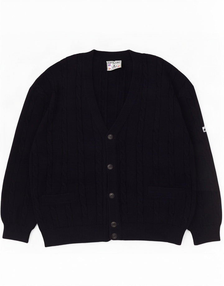 Navigare Mens Cardigan Sweater XL Navy Blue Wool