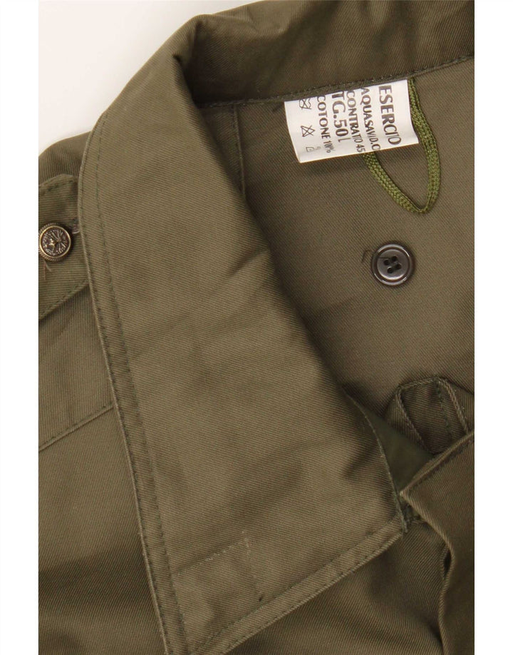 Vintage Mens Military Overcoat IT 50 Large Khaki Cotton