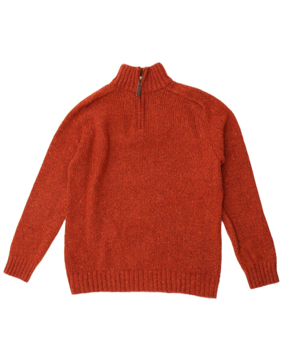John Lewis Mens Zip Neck Jumper Sweater Medium Maroon Flecked Merino Wool