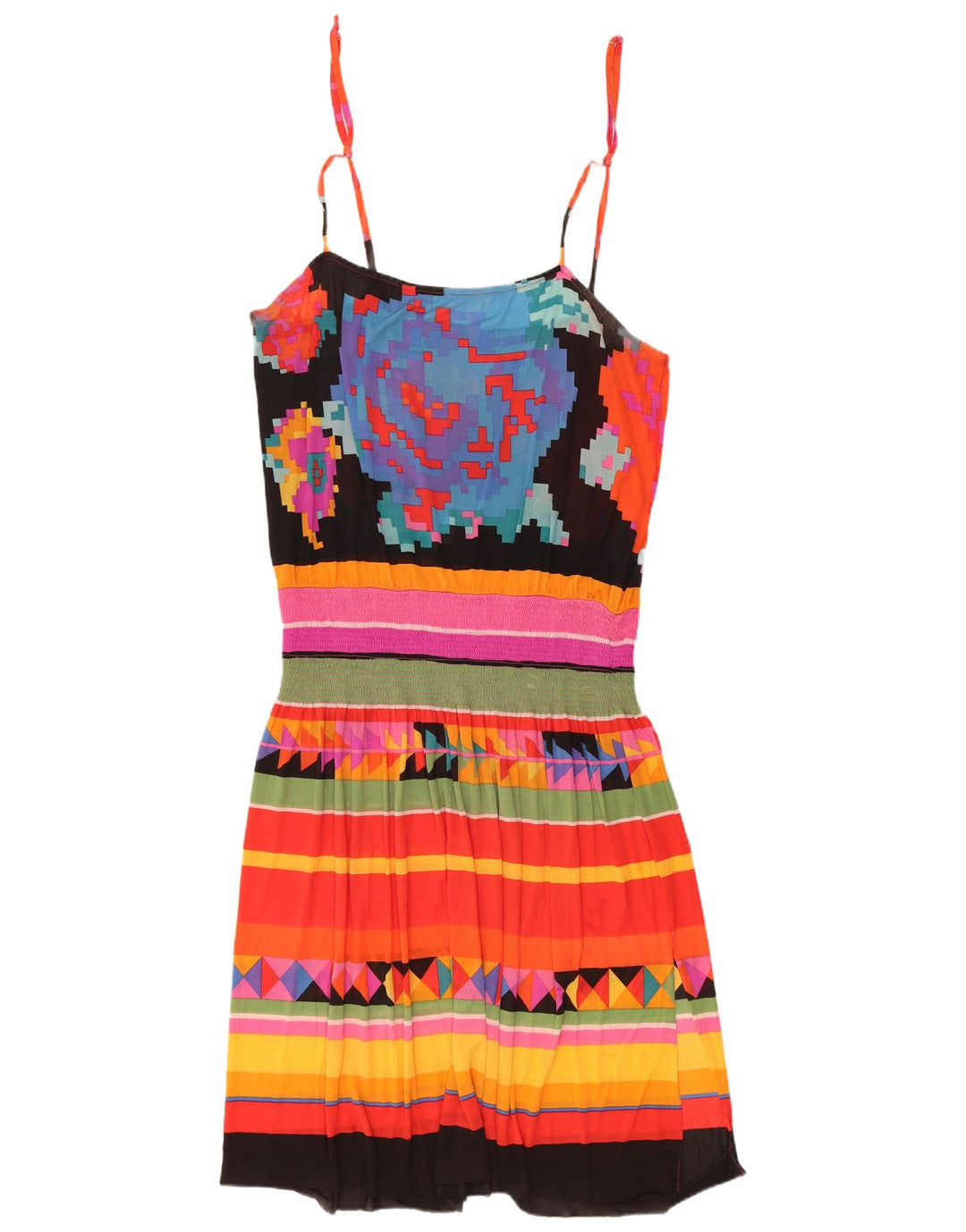 Vintage Womens Sundress UK 14 Large Multicoloured Geometric