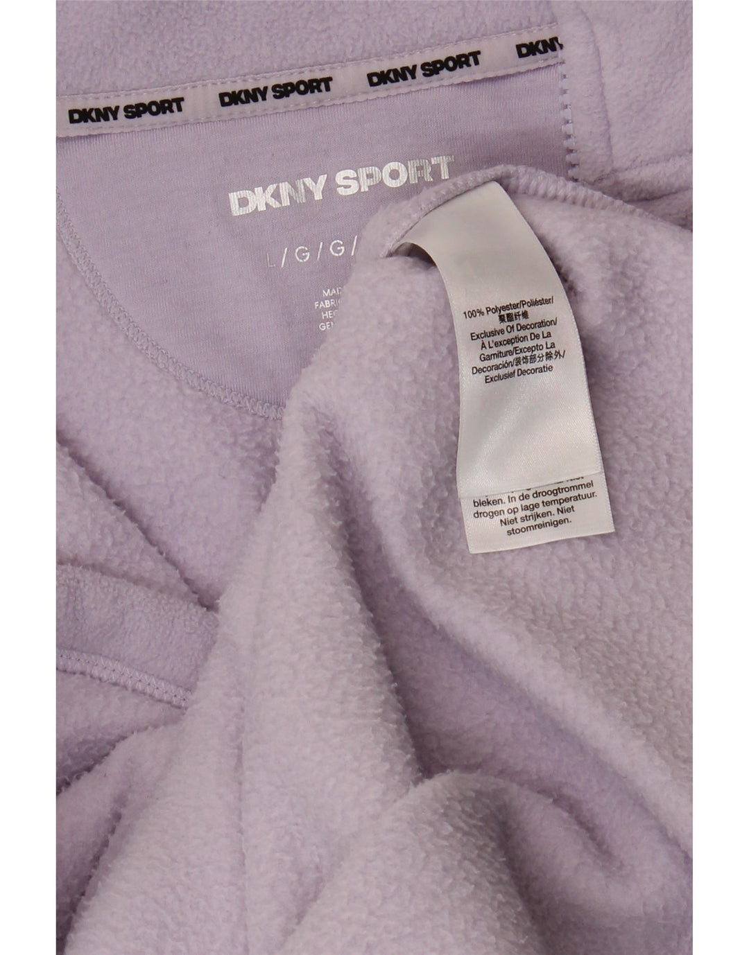 Dkny Womens Graphic Fleece Jacket UK 16 Large Purple Polyester