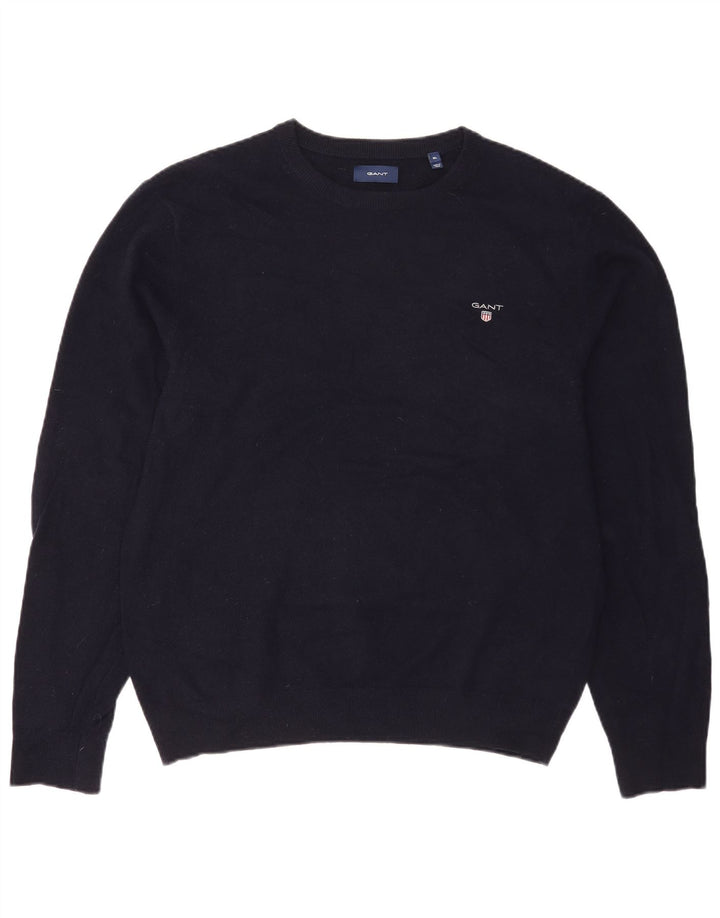 Gant Mens Boat Neck Jumper Sweater XL Navy Blue Wool