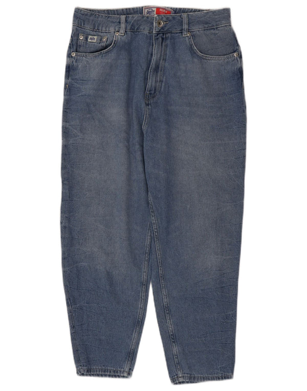 Superdry Womens Ruby High Waist Crop Slim Jeans W30 L24 Blue Cotton