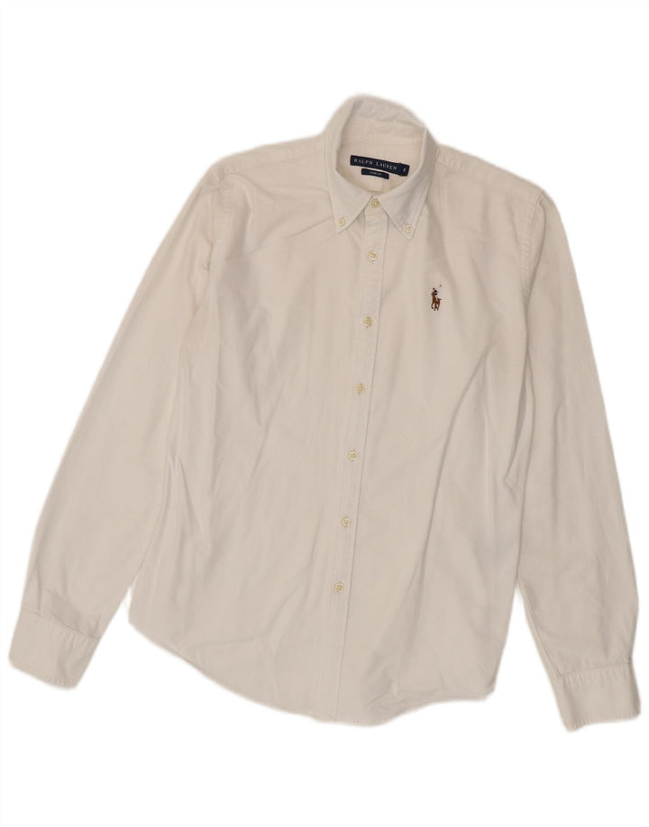 Ralph Lauren Womens Slim Fit Shirt US 6 Medium White Cotton