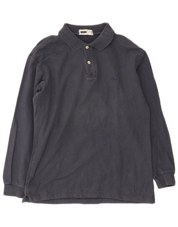 Fila Mens Long Sleeve Polo Shirt IT 46 Small Navy Blue